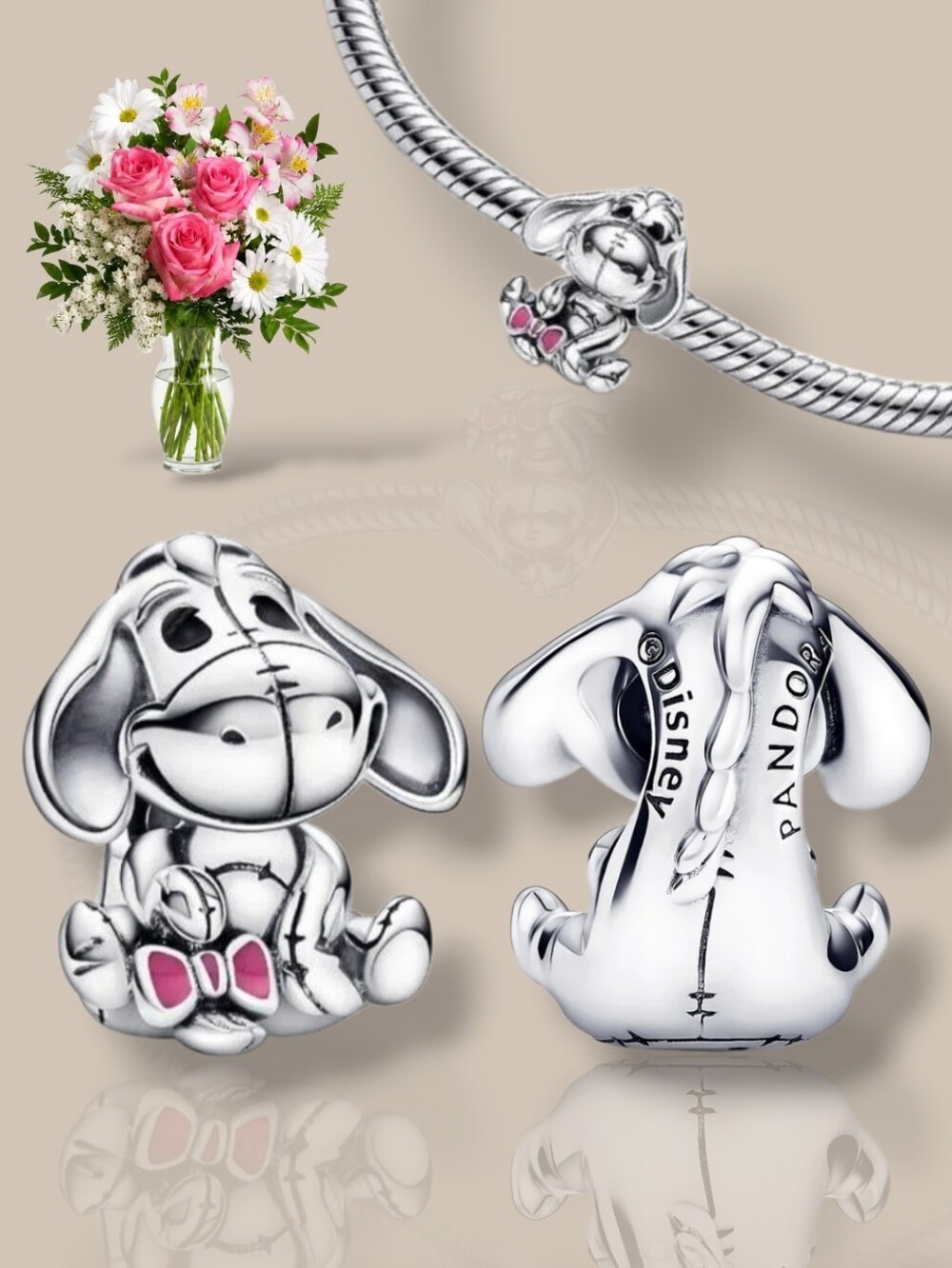 DISNEY X PANDORA Sterling Silver Winnie The Pooh Eeyore Charm With Enamel